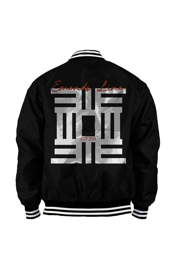 EMONDS LINE Varsity Bomber Jacket Sankofa symbol back print streetwear