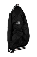 EMONDS LINE Varsity Bomber Jacket Sankofa Edition side view ribbed collar cuffs