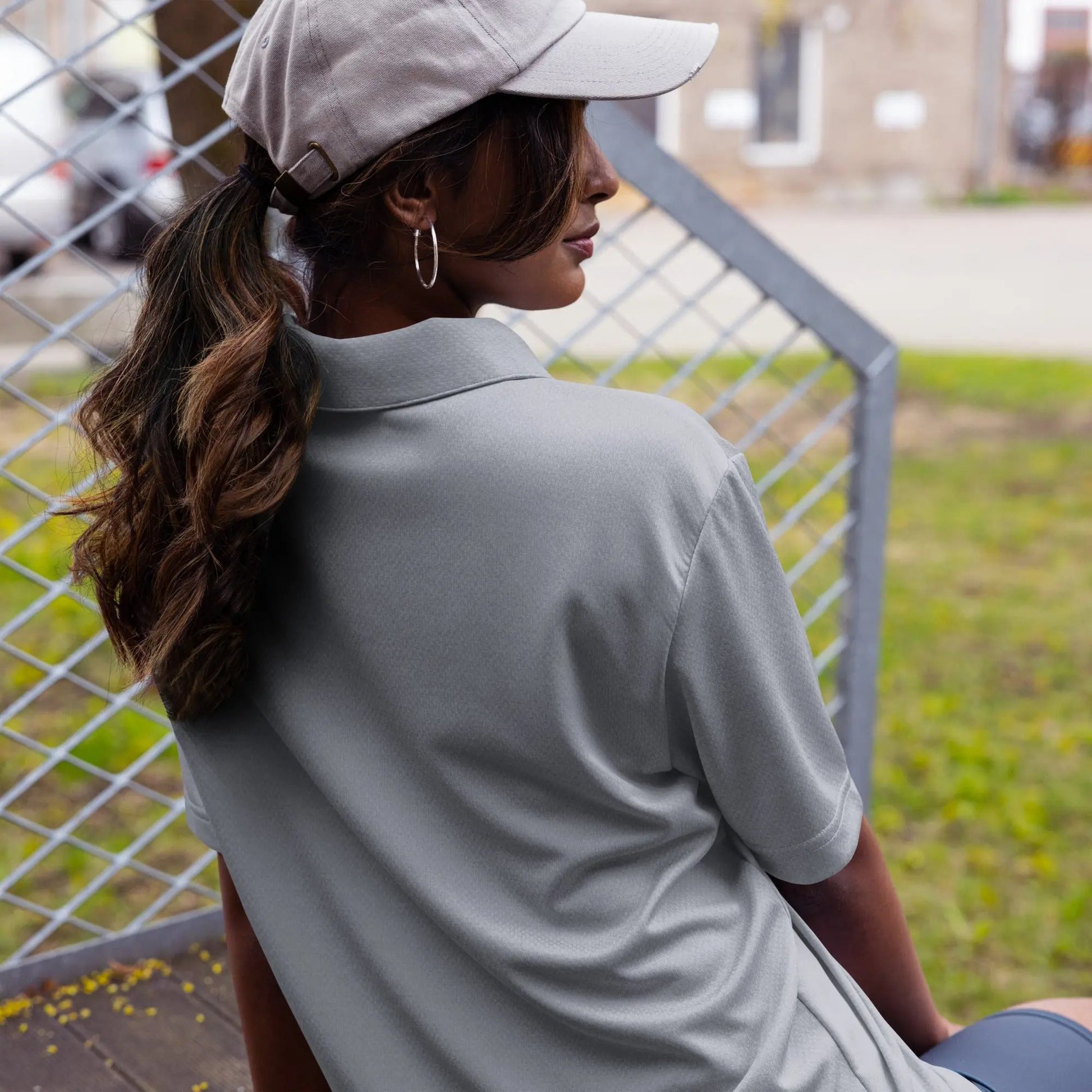 Emonds Line Space Dye Polo Melange Navy — back view premium streetwear polo
