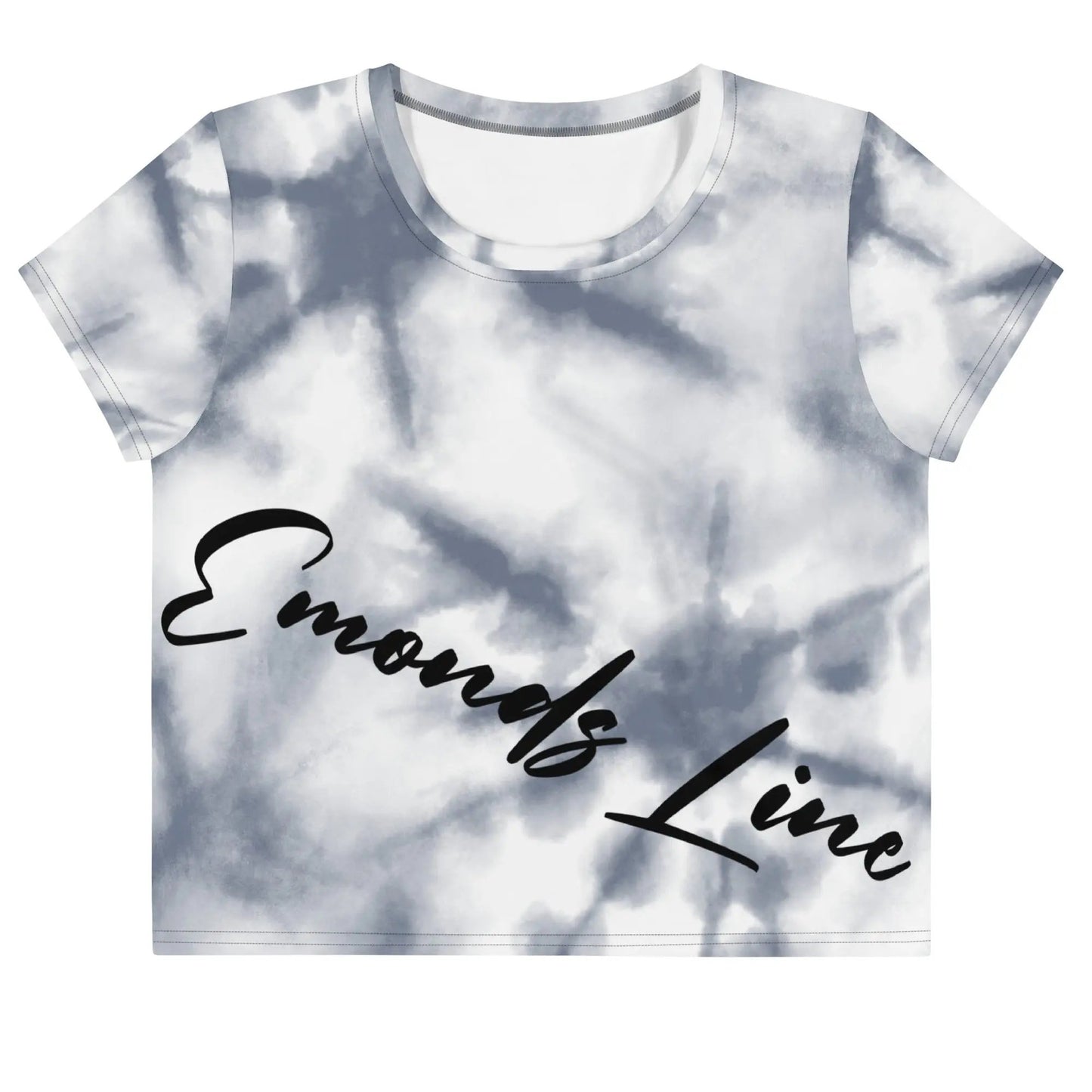 Emonds Line Afro Roots Crop Tee — front view all-over print women's crop tee