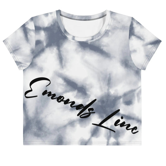 Emonds Line Afro Roots Crop Tee — front view all-over print women's crop tee