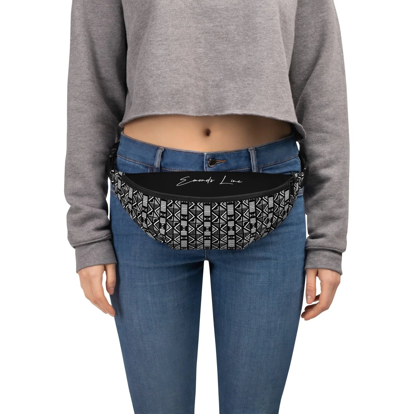 Emonds Line Vanguard Fanny Pack — front view all-over print streetwear fanny pack