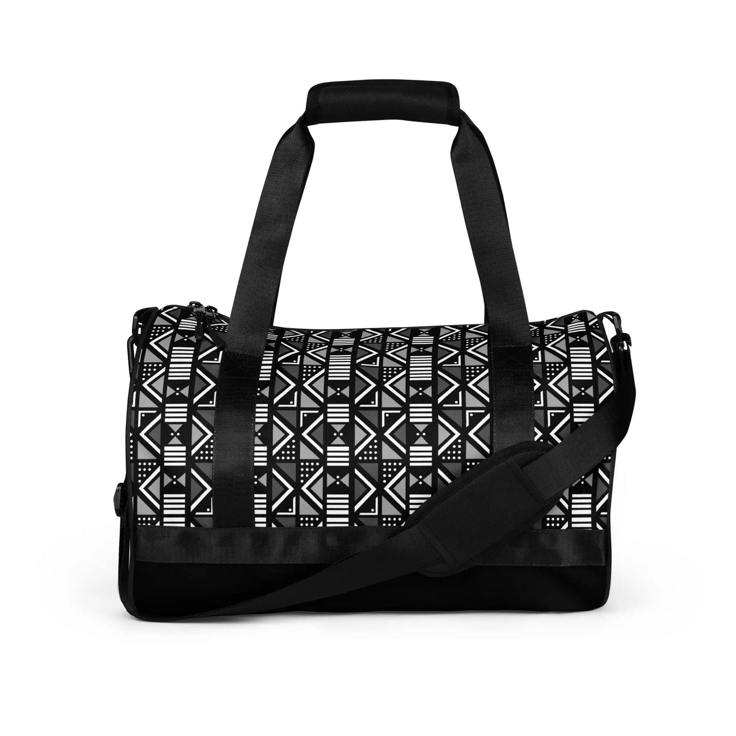 Emonds Line Akan Gym Bag — front view all-over print Afro pattern gym bag