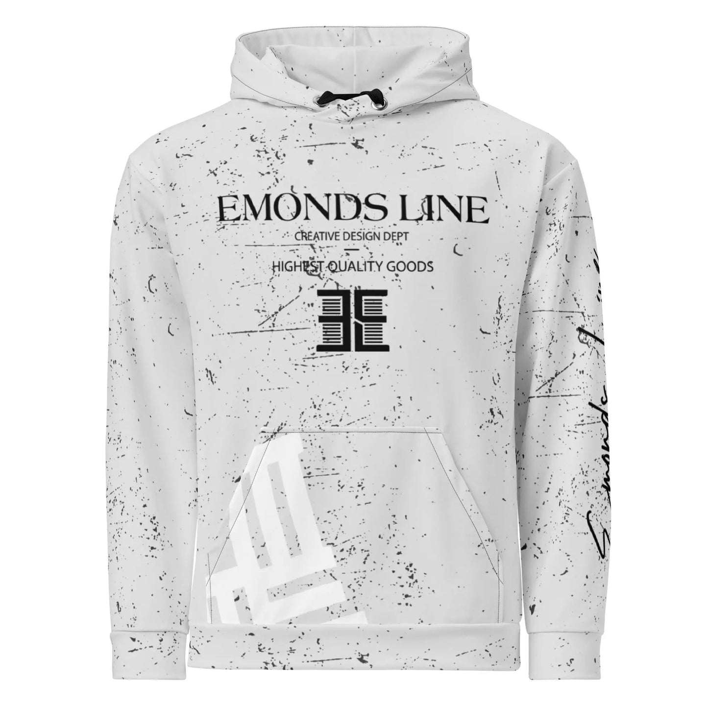 Emonds Line Grey Zone Hoodie — front view all-over print recycled unisex hoodie