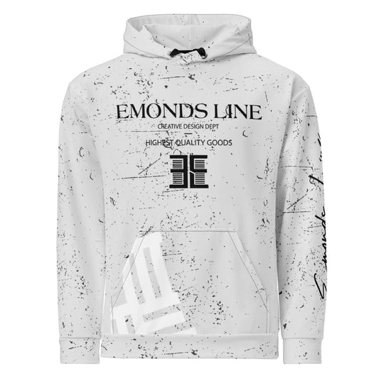 Emonds Line Grey Zone Hoodie — front view all-over print recycled unisex hoodie