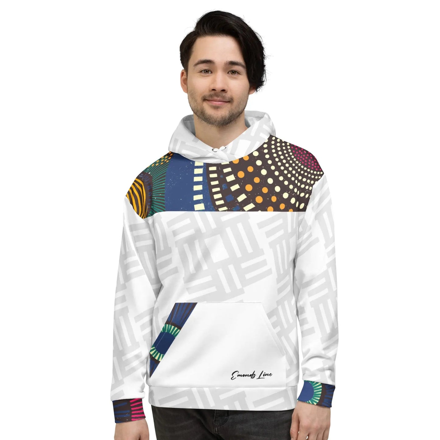 Emonds Line Vanguard Afro Art Hoodie — front view unisex Afro print streetwear hoodie