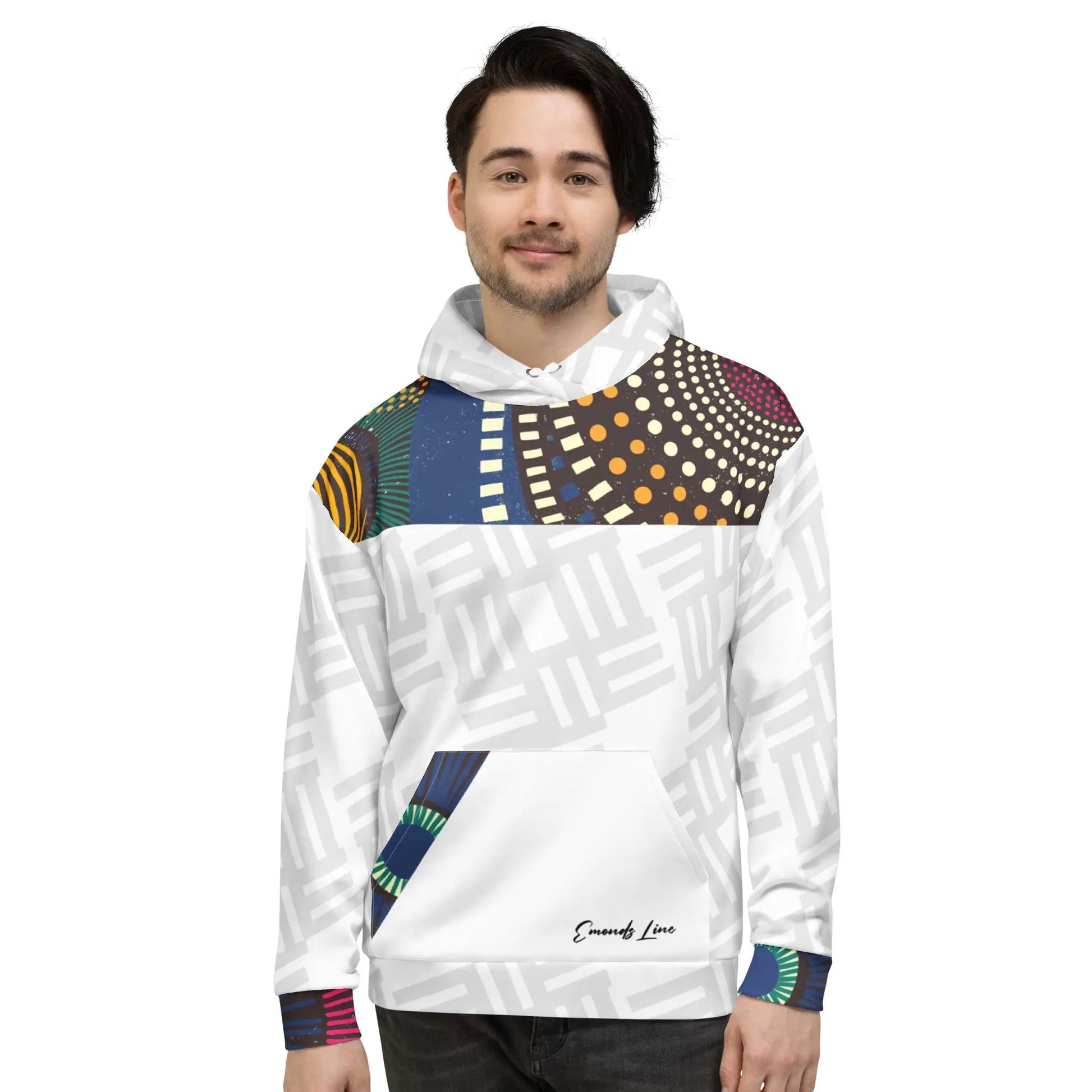 Emonds Line Vanguard Afro Art Hoodie — front view unisex Afro print streetwear hoodie