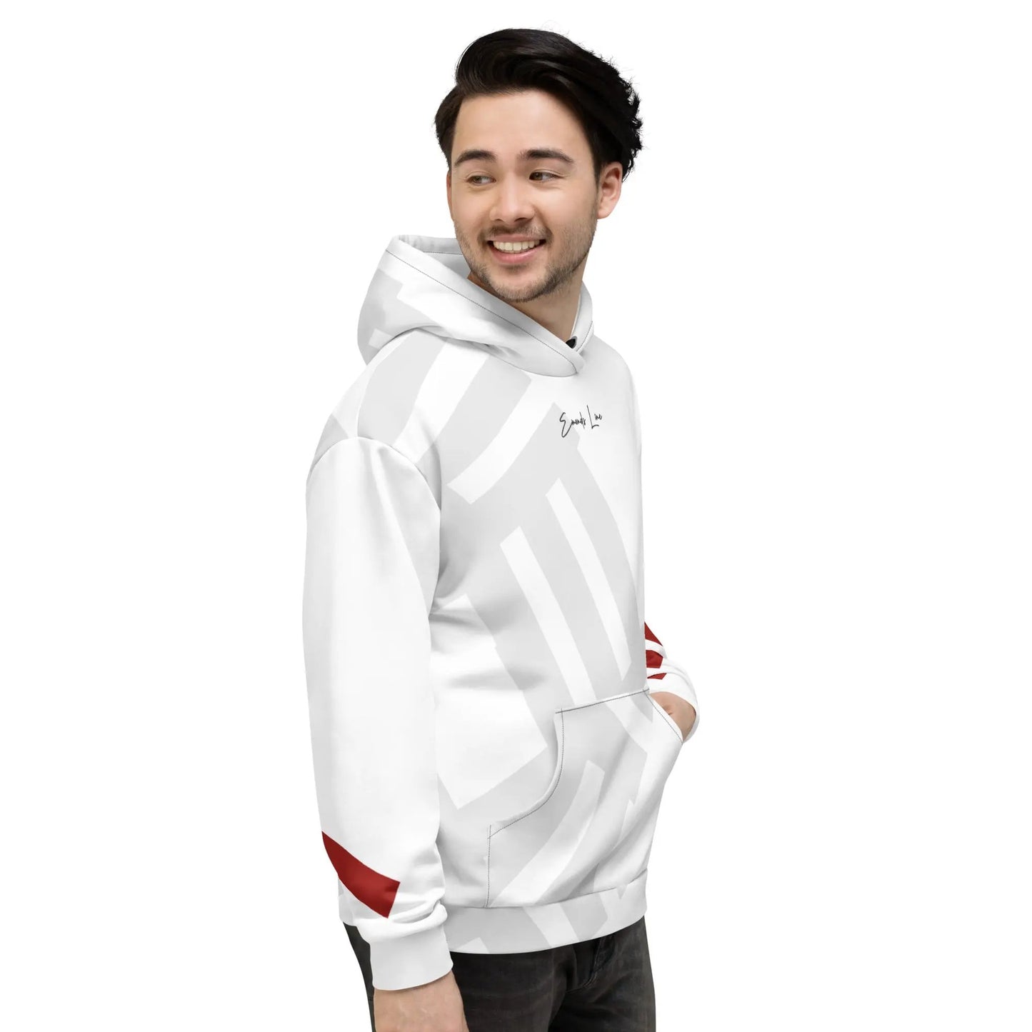 Emonds Line Grey Line Recycled Hoodie — lifestyle view
