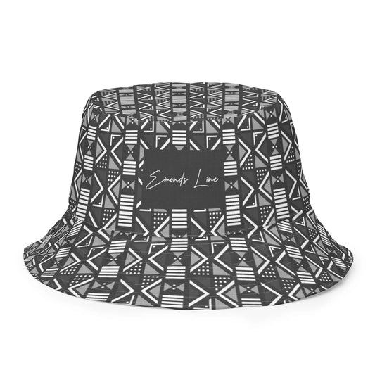 Emonds Line Akan Reversible Bucket Hat — front outside view Afro print streetwear hat