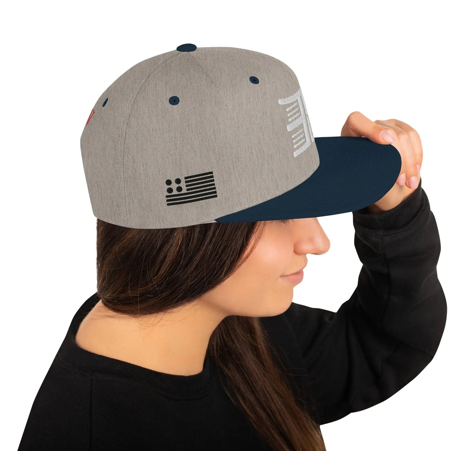 Emonds Line Snapback Grey Navy — right side view