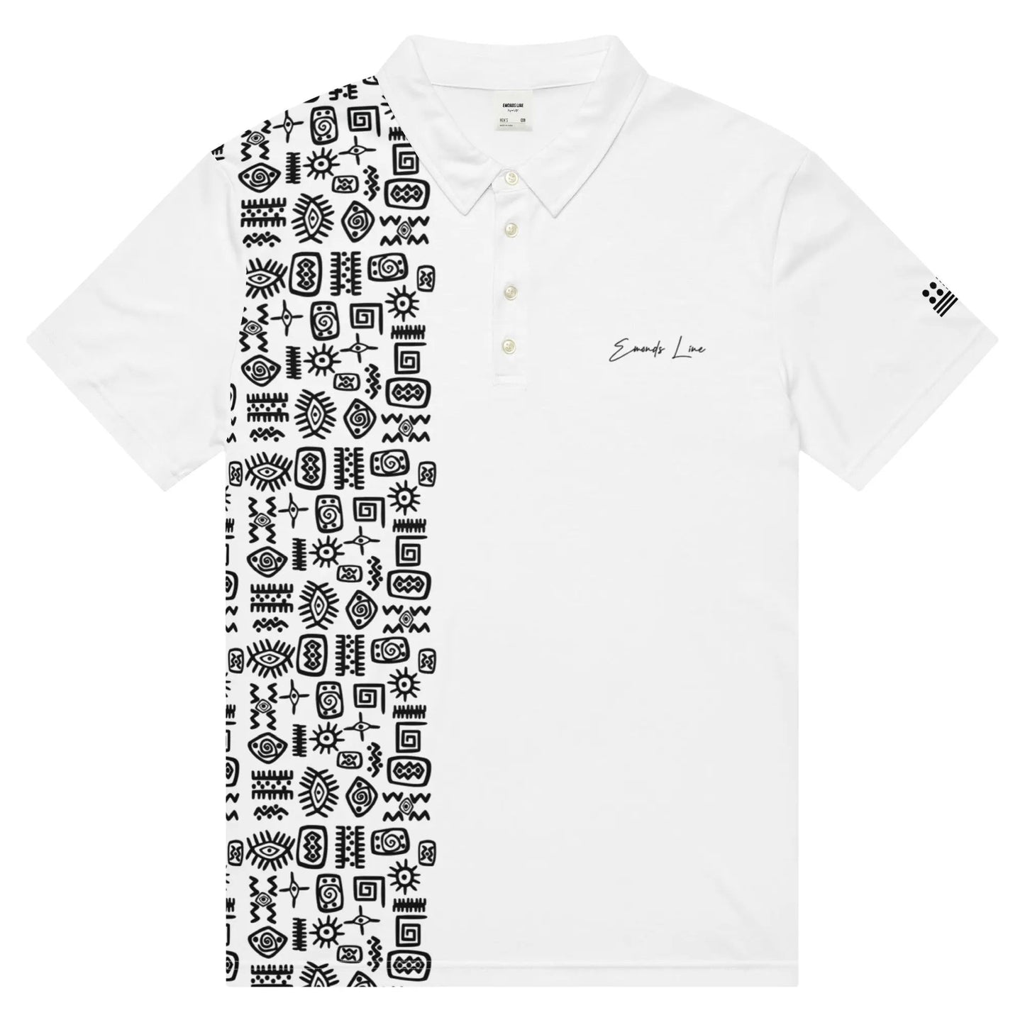 Emonds Line Vanguard Slim Fit Polo White — front view men's all-over print polo
