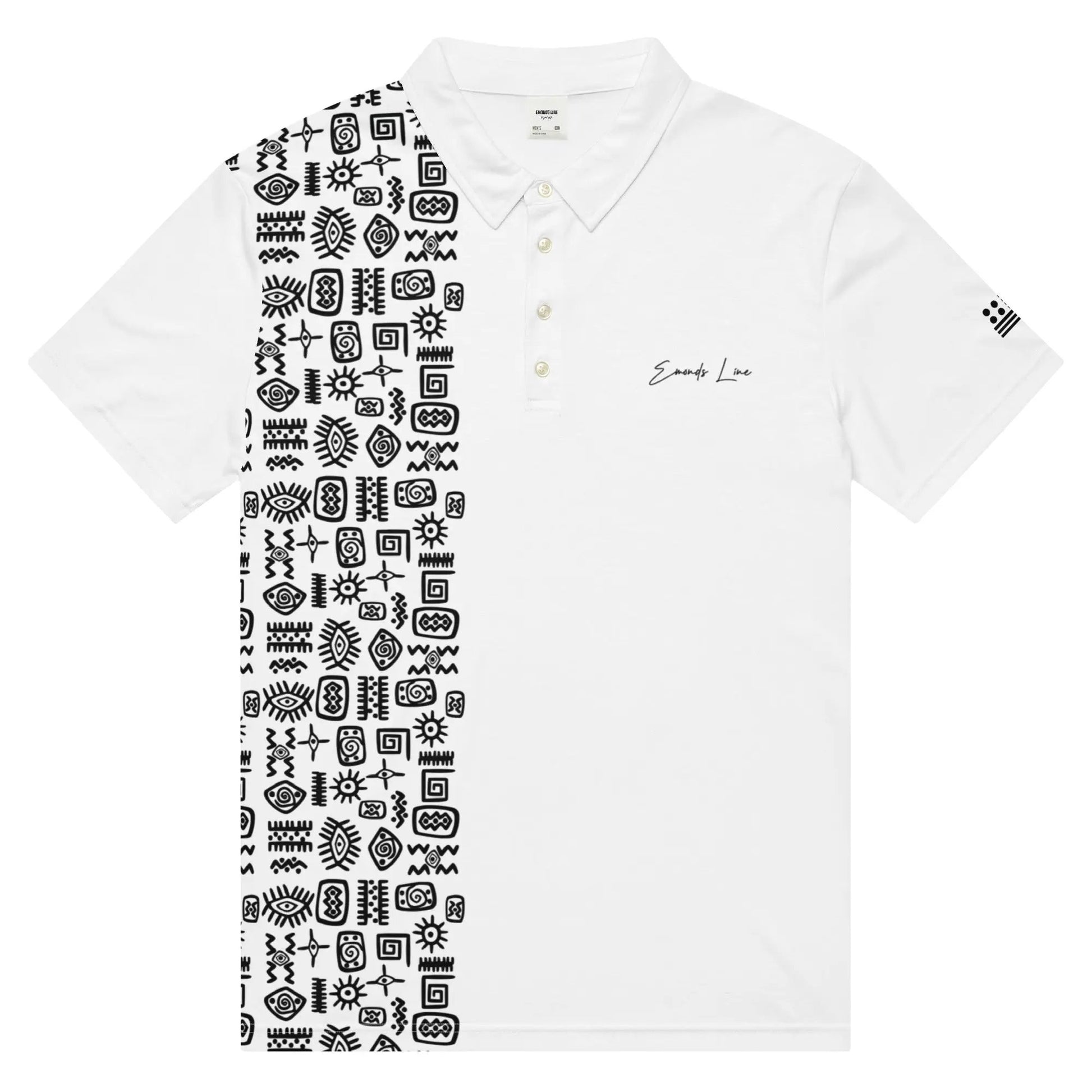 Emonds Line Vanguard Slim Fit Polo White — front view men's all-over print polo