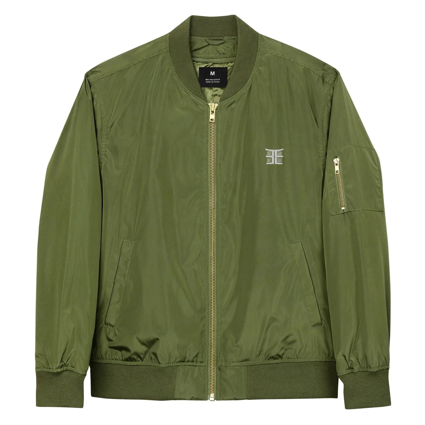 Emonds Line Premium Bomber Jacket Army Green — front view recycled bomber