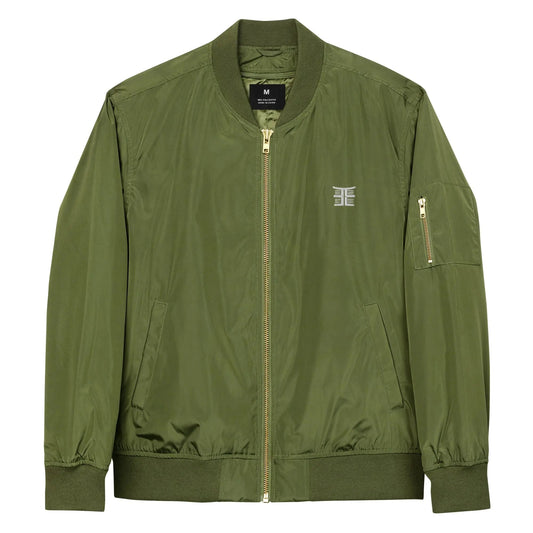 Emonds Line Premium Bomber Jacket Army Green — front view recycled bomber
