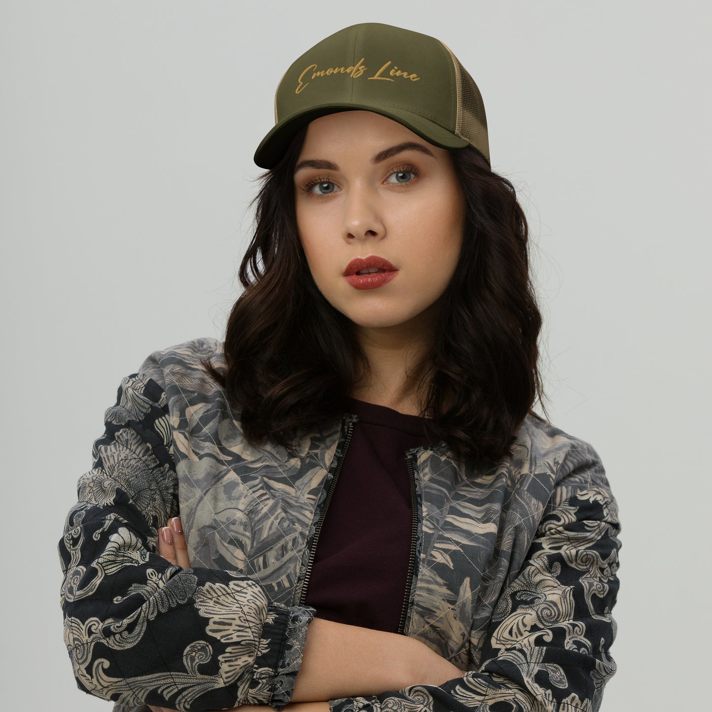 Emonds Line Trucker Cap — lifestyle view
