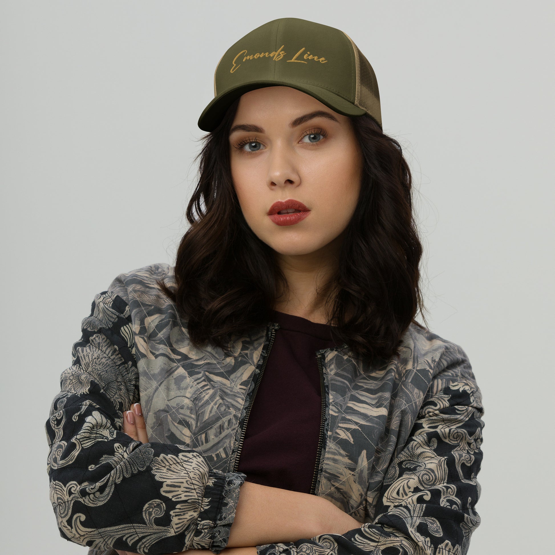 Emonds Line Trucker Cap — lifestyle view