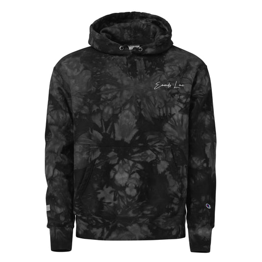 Emonds Line Darkone Tie-Dye Heavyweight Hoodie Black — front view premium streetwear hoodie