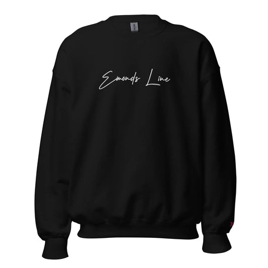 Emonds Line Urban Crewneck Sweatshirt Black — front view unisex streetwear crewneck
