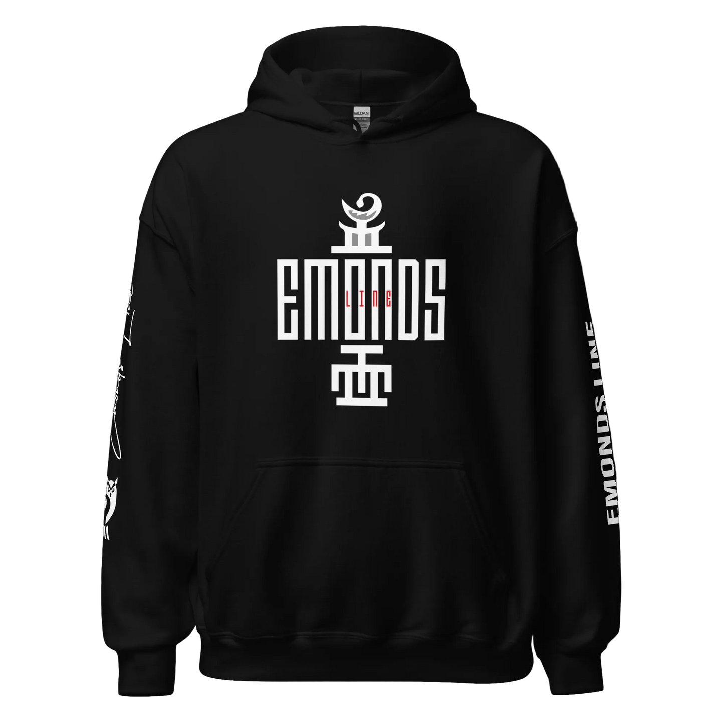Emonds Line Typographie Hoodie Unisex — front view streetwear hoodie