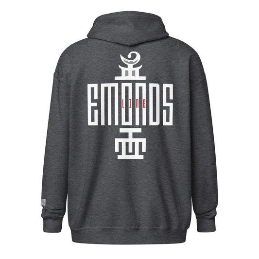 Emonds Line Heavy Blend Zip Hoodie — front view unisex zip-up streetwear hoodie