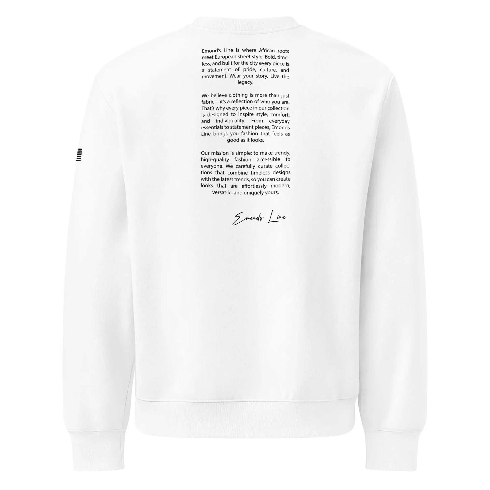 Emonds Line Oversized Sweatshirt White — front view heavyweight streetwear sweatshirt